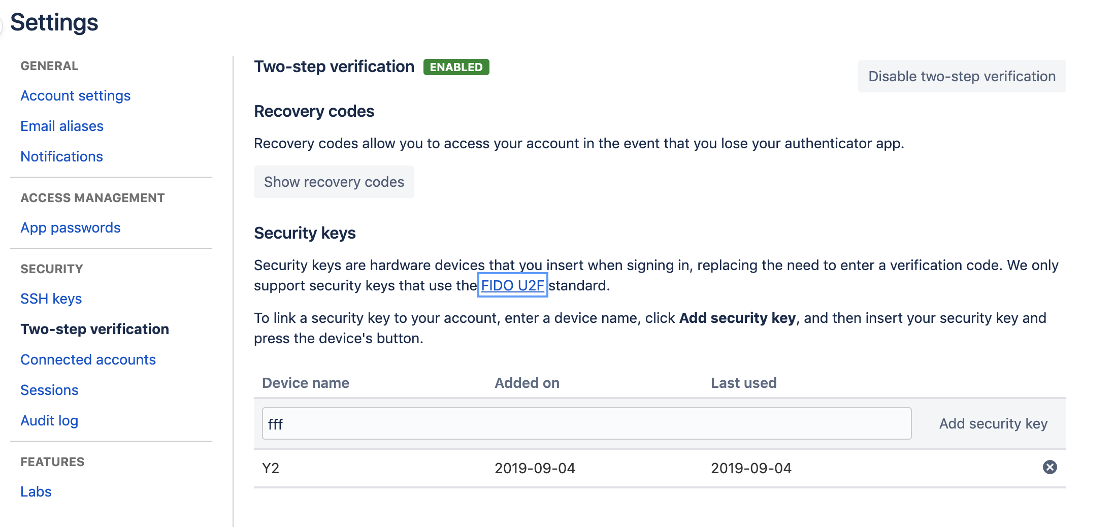 Bitbucket Security Key